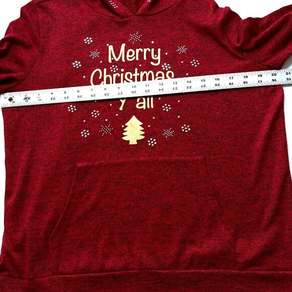 Storybuk Christmas Hoodie Top sz L Studded Kangaroo Pocket Lightweight Red - Picture 5 of 9